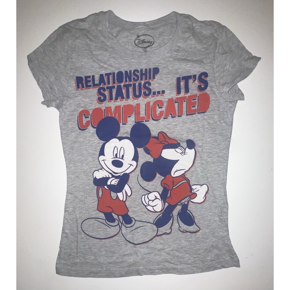 Disney Mickey & Minnie Mouse "Relationship Status Complicated " Tee Shirt Small